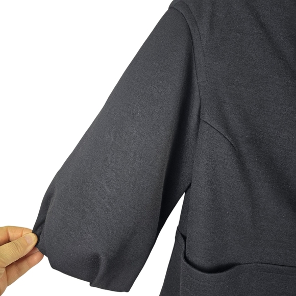 Vince Womens Black Cropped JacketSmall Button DetailRuched Sleeve Stand UpCollar - Picture 10 of 15